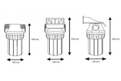 3-teiliges Wasserfiltergehäuse Set 5 Zoll inkl. Wasserfilter nach Auswahl