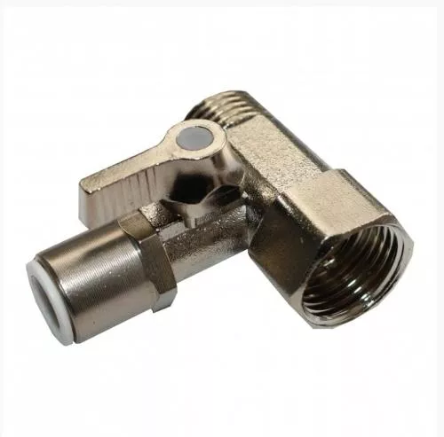 Gewinde Adapter T Stück 1/2" IG/AG mit Absperrhahn und Schnellanschluss für 3/8" Schlauch