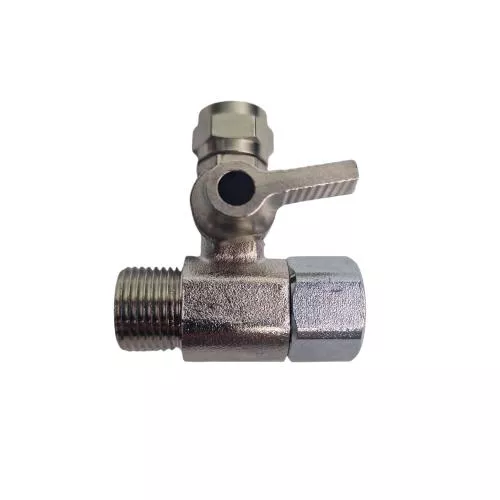 Gewinde Adapter T-Stück 3/8" IG/AG mit Absperrhahn für 3/8" Wasseranschluss