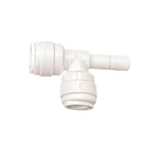 Bild von T-Verbindungsstück mit 2x 1/4 Zoll QC-Schlauchanschlüssen und 1x 1/4 Zoll Stem