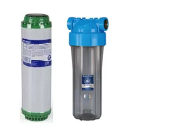 Wasserfilter mit Keimsperre gegen Chlor, Pestizide und Eisen inklusive Filtergehäuse und Entnahmehahn