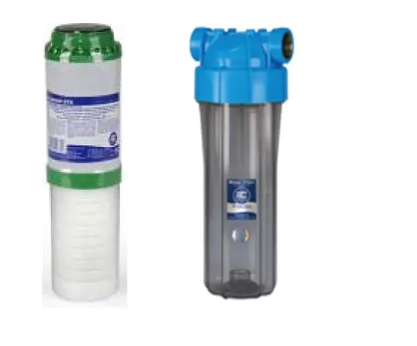 2 Stufen Wasserfilter mit Keimsperre gegen Chlor, Pestizide, Eisen und Sedimente inklusive Filtergehäuse und Entnahmehahn