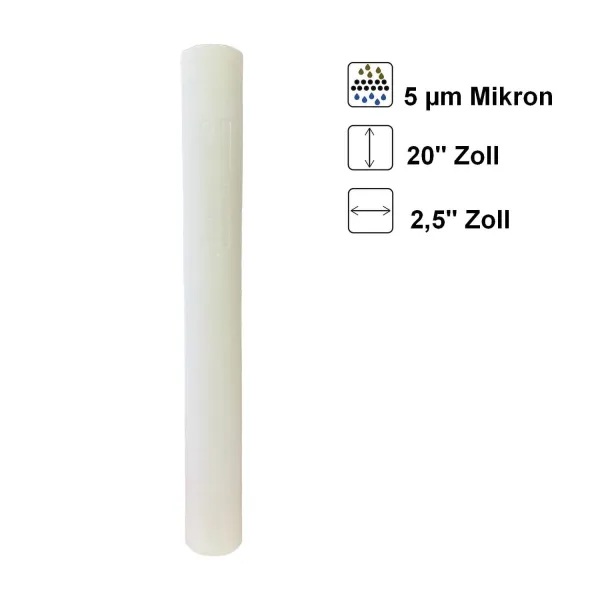 Sediment Filter Melt-Blown" Polypropylene | Größe: 20 Zoll x 2,5 Zoll | Filterfeinheit: 5 µm Sediment Filter Melt-Blown" Polypropylene | Größe: 20 Zoll x 2,5 Zoll | Filterfeinheit: 5 µm