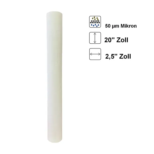 Sediment Filter Melt-Blown" Polypropylene | Größe: 20 Zoll x 2,5 Zoll | Filterfeinheit: 50 µm Sediment Filter Melt-Blown" Polypropylene | Größe: 20 Zoll x 2,5 Zoll | Filterfeinheit: 50 µm