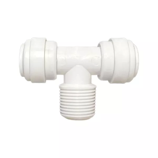 Bild von T-Verbindungsstück mit 2x 3/8 Zoll QC-Schlauchanschlüssen und 1x 3/8 Zoll NPT Außengewinde Bild von T-Verbindungsstück mit 2x 3/8 Zoll QC-Schlauchanschlüssen und 1x 3/8 Zoll NPT Außengewinde