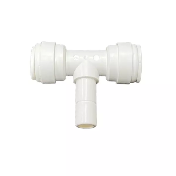 T-Verbindungsstück mit 2x 3/8 Zoll QC-Schlauchanschlüssen und 1x 3/8 Zoll Stem T-Verbindungsstück mit 2x 3/8 Zoll QC-Schlauchanschlüssen und 1x 3/8 Zoll Stem