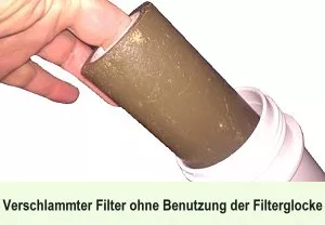 verschlammter Filter ohne Filterglocke